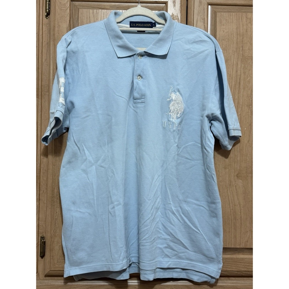 U.S. Polo Assn. Short Sleeve Polo Men's Shirt Size Large Light Blue Polo Shirt